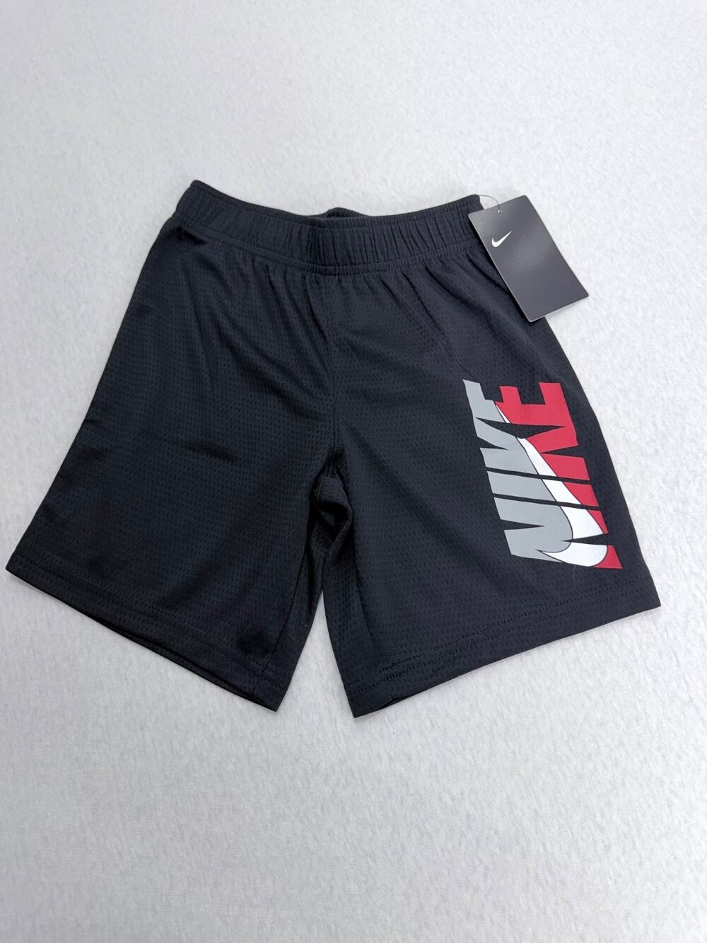Nike Boy's Shorts with Printed Logo, Size 6/M Black/Red